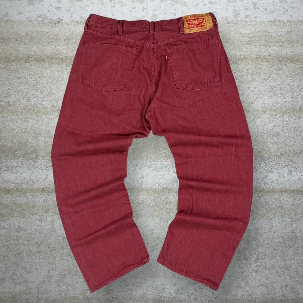 Vintage Y2K Levis Jeans 501 40x28 Regular Straight Leg Fit Red Wash Button Fly